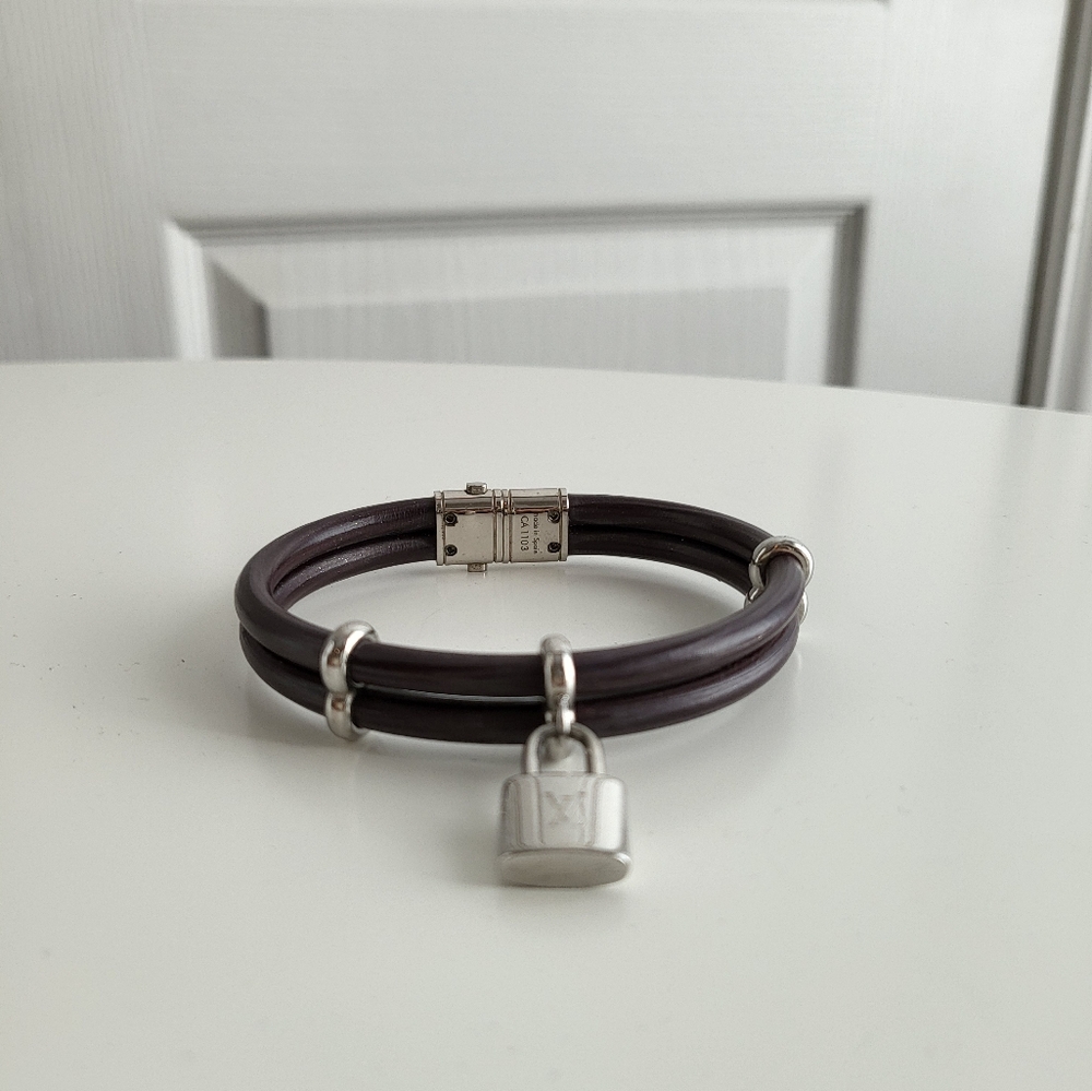 Louis Vuitton bracelet Keep it twice purple leather silver hardware